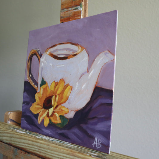 A sunflower and its pot